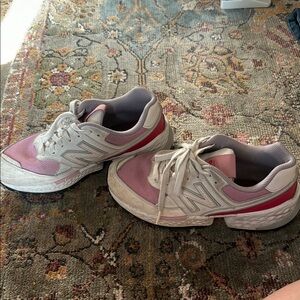 New Balance Women's Pink and White Sneakers